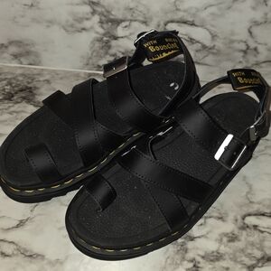 Dr. Martens Black Leather Sandals with Buckle